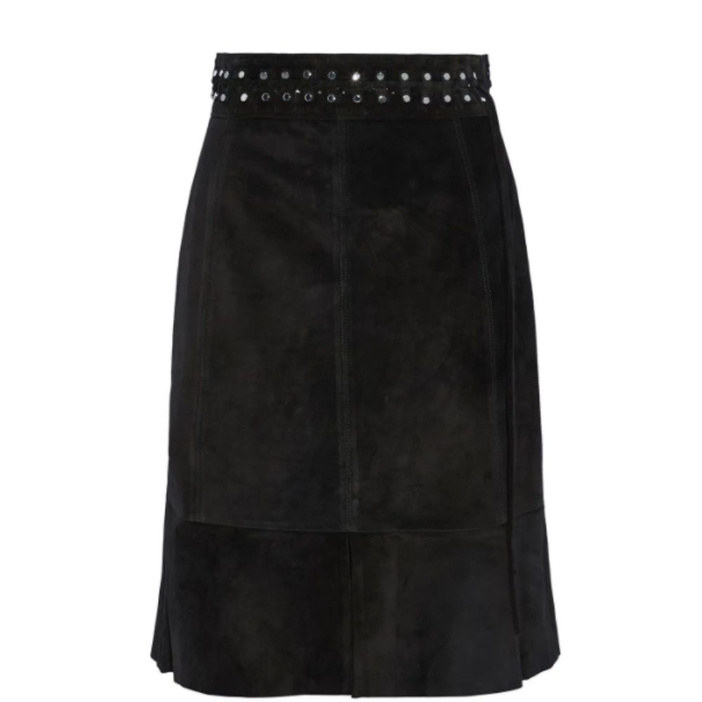 Proenza Schouler 4 Black Fluted Suede Skirt